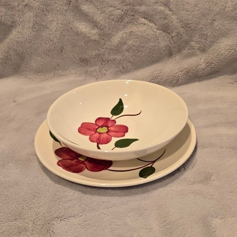 Vintage 1960's Blue Ridge Southern Pottery "Mayflower" Fruit Bowl/Saucer Retired